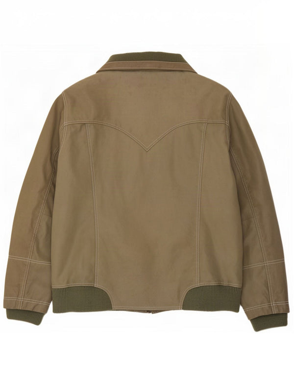 Zizzi Mens Leather Jacket UK 36 Small Khaki