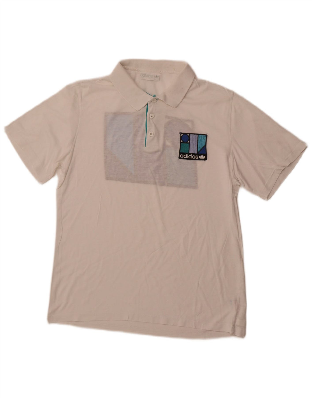 ADIDAS Mens Graphic Polo Shirt IT 50 Medium White Cotton