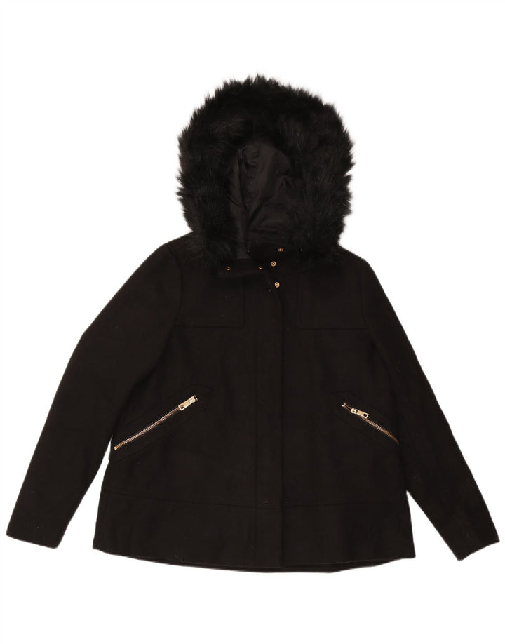 Zara Womens Hooded Windbreaker Jacket UK 14 Medium Black