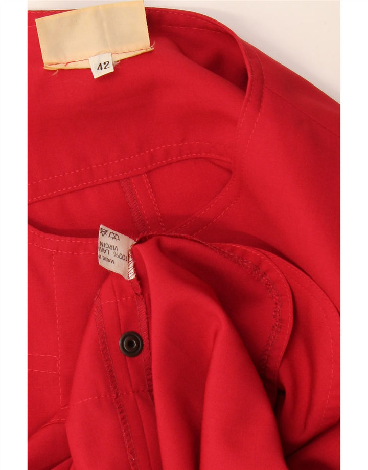 VINTAGE Womens Shirt Blouse IT 42 Medium Red Virgin Wool