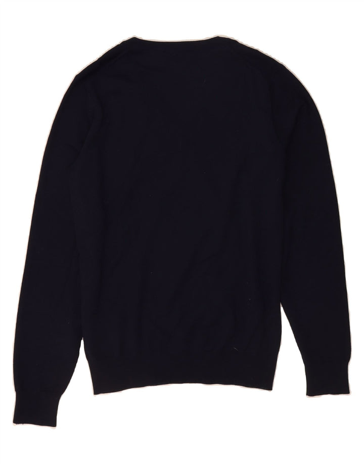 GANT Mens V-Neck Jumper Sweater Small Navy Blue Wool Vintage Gant and Second-Hand Gant from Messina Hembry 