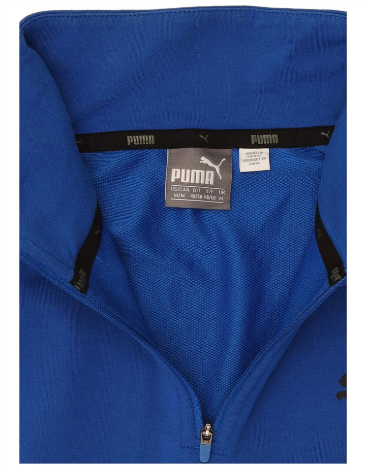 PUMA Mens Zip Neck Sweatshirt Jumper Medium Blue Colourblock