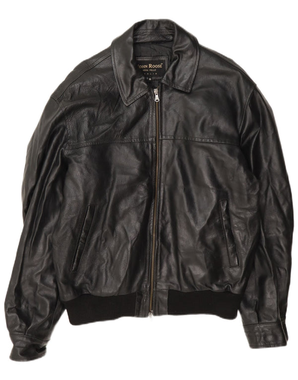 John Roose Mens Leather Jacket UK 38 Medium Black