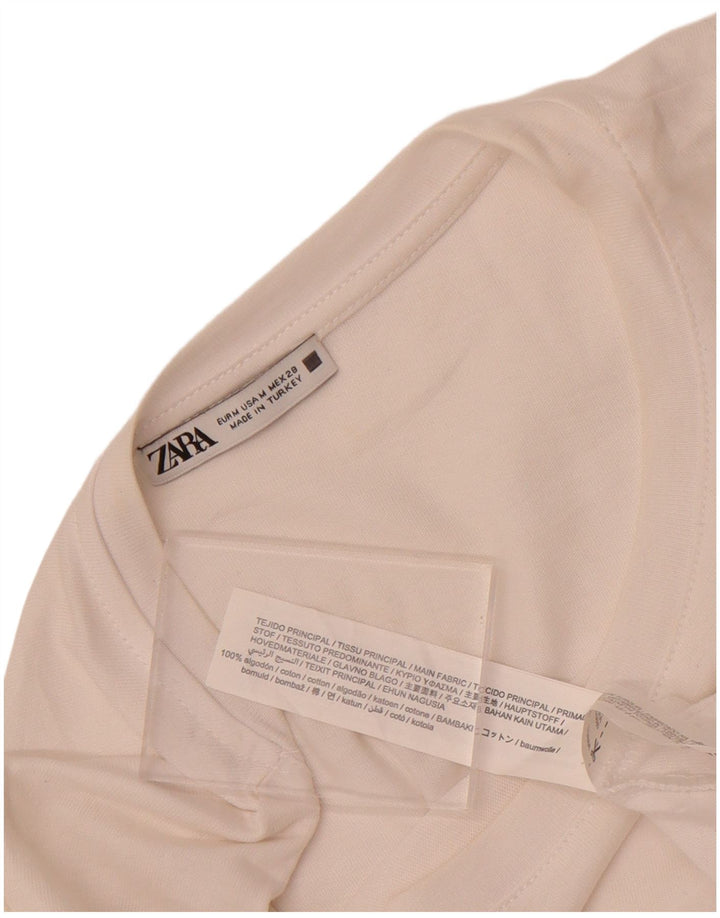 Zara Womens Blouse Top UK 14 Medium White Cotton