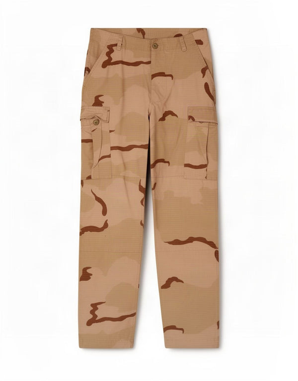 Vintage Mens Straight Cargo Trousers Small W30 L30 Beige Camouflage