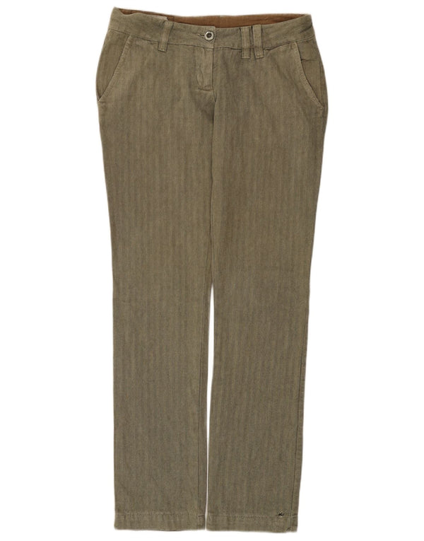 Uniform Womens Straight Chino Trousers W31 L32 Green Herringbone Cotton