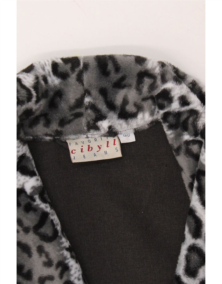 VINTAGE Womens Bolero Jacket EU 40 Medium Grey Animal Print Polyester Vintage Vintage and Second-Hand Vintage from Messina Hembry 