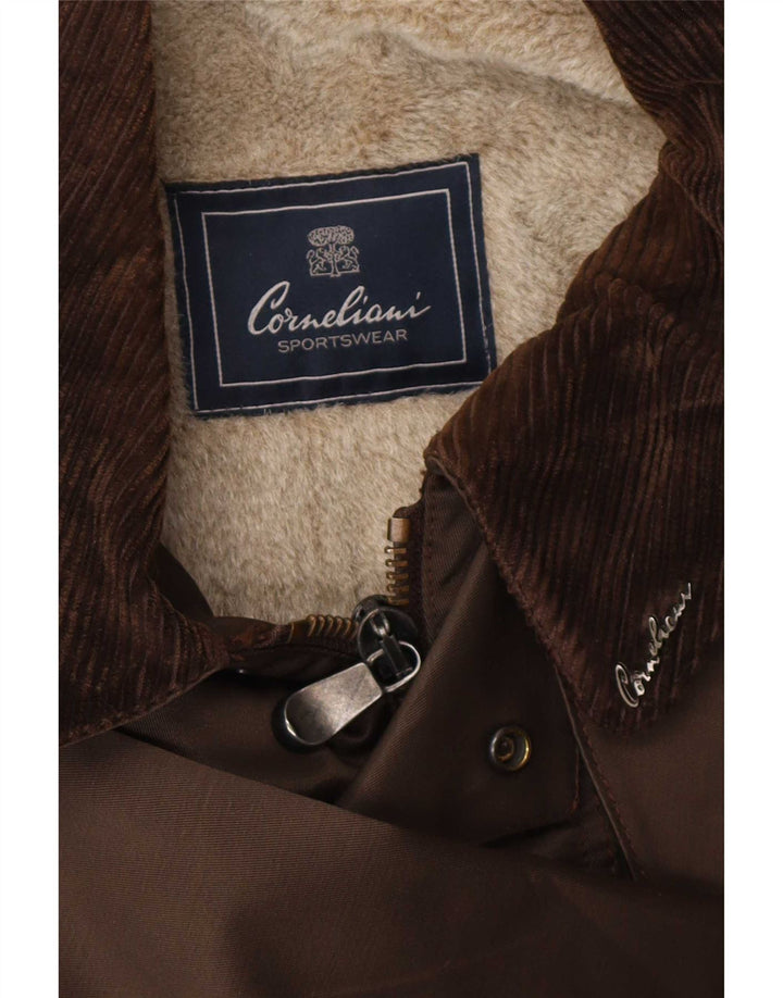 Corneliani Mens Sherpa Utility Jacket IT 56 3XL Brown Cotton