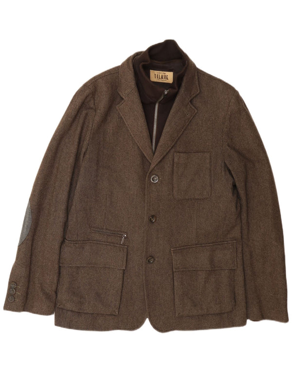 ALVIERO MARTINI Mens 3 Button Blazer Jacket IT 52 XL Brown Wool