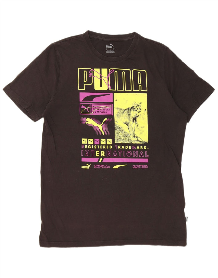 Puma Mens Graphic T-Shirt Top Small Black Cotton