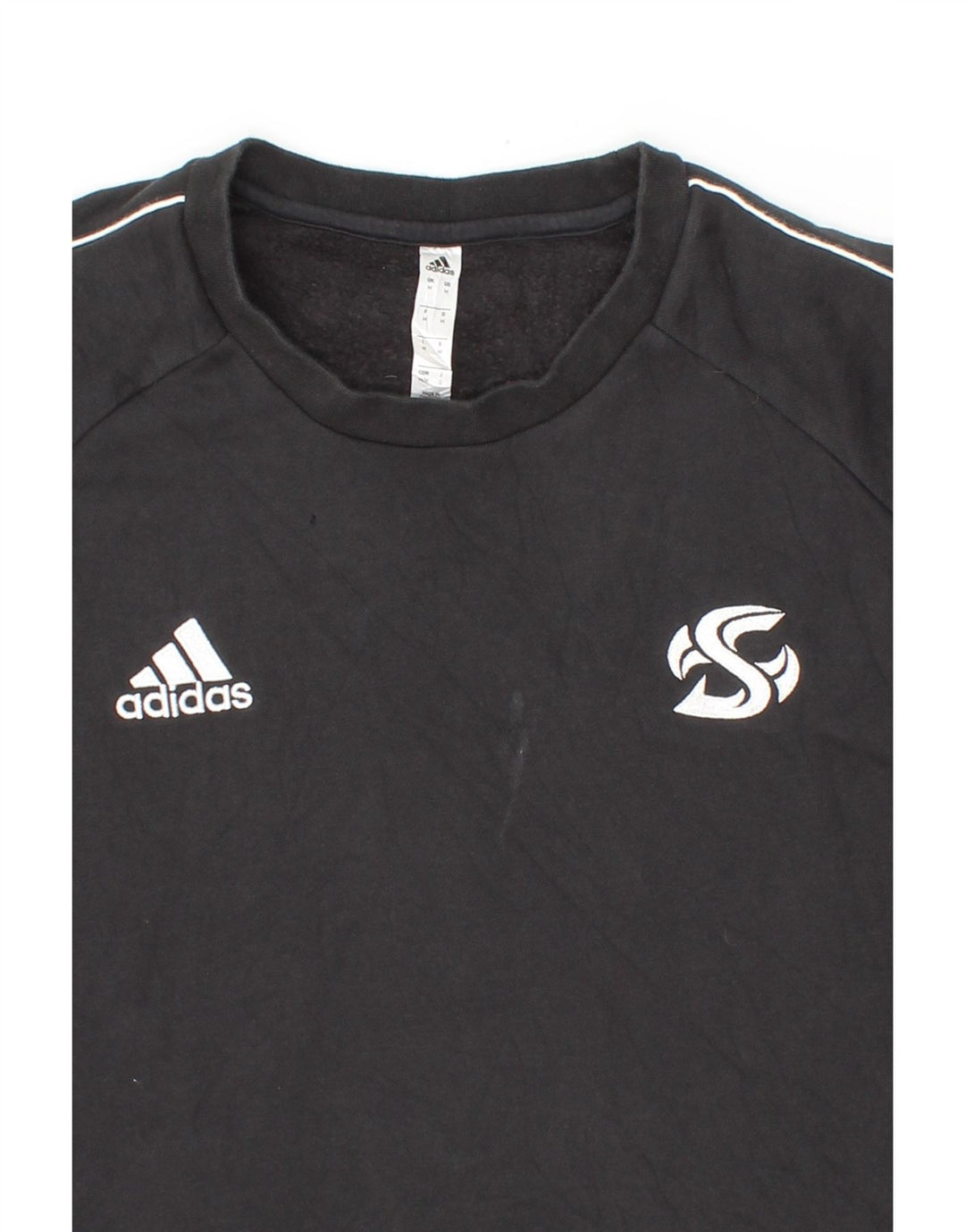 ADIDAS Mens Graphic Sweatshirt Jumper Medium Black Cotton Vintage Adidas and Second-Hand Adidas from Messina Hembry 