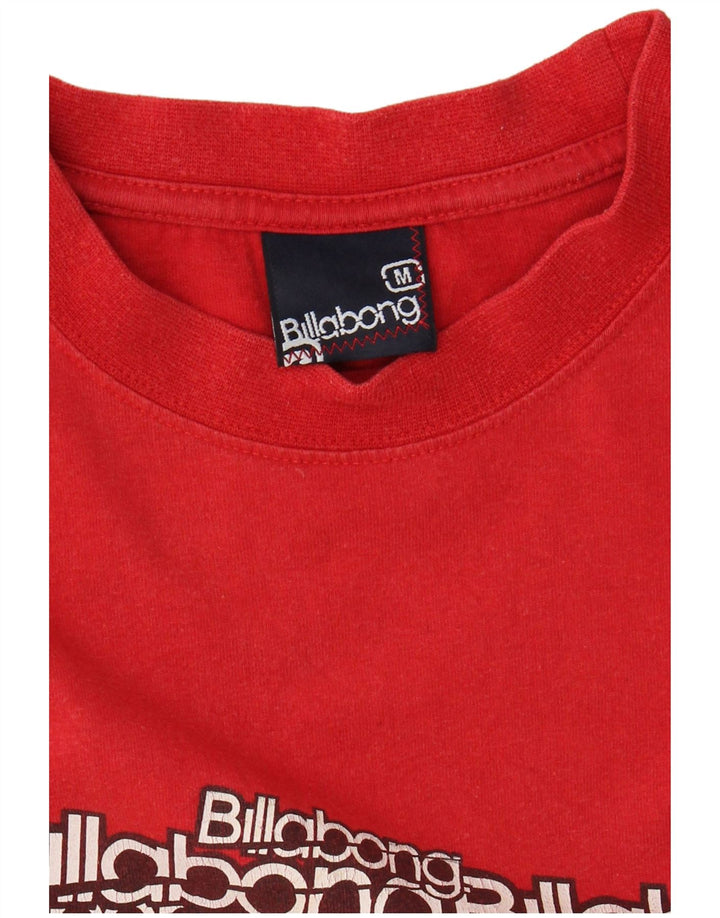 BILLABONG Mens Graphic T-Shirt Top Medium Red Cotton