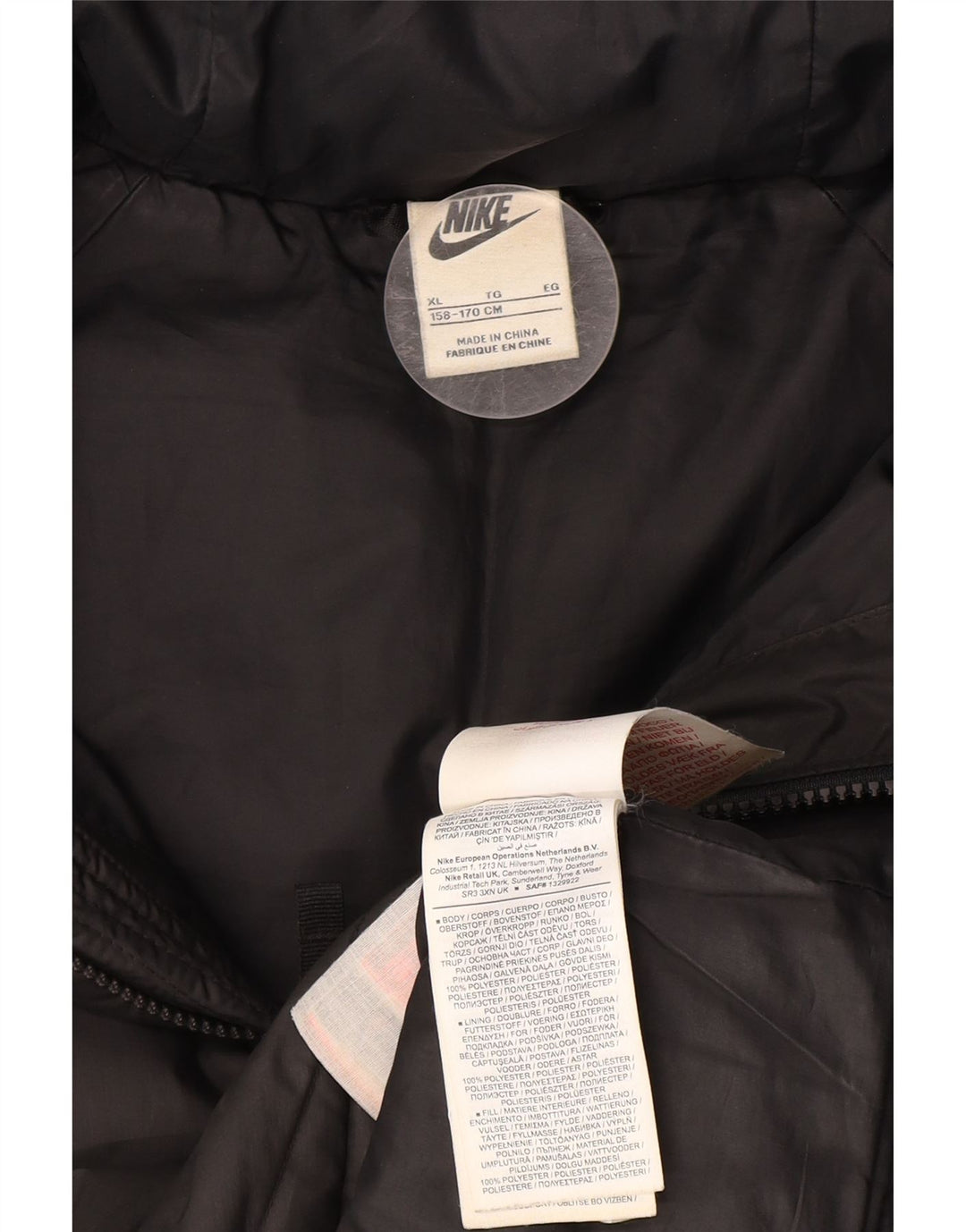 Nike Boys Hooded Padded Jacket 13-14 Years XL Black Polyester