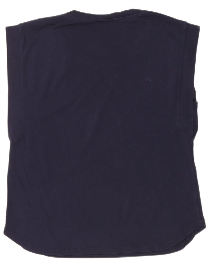 Benetton Womens Vest Top UK 12 Medium Navy Blue Cotton