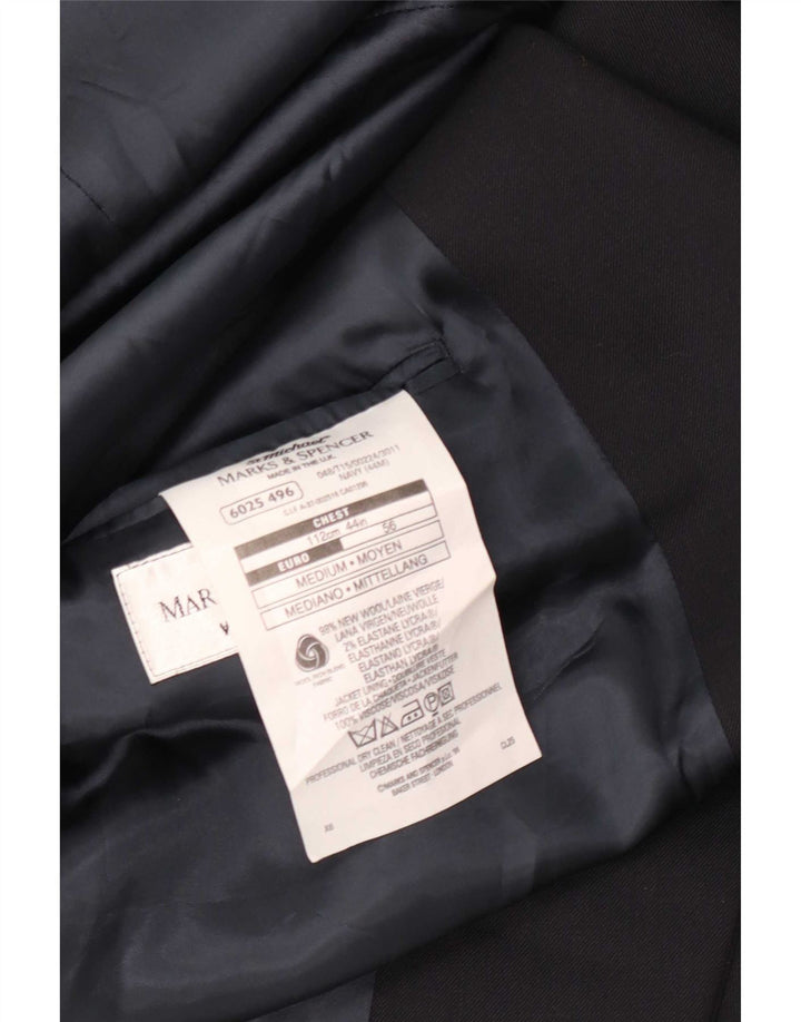 Marks & Spencer Mens 2 Button Blazer Jacket UK 44 XL Black Wool