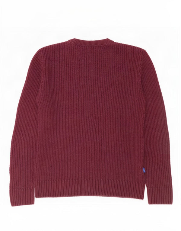 Jack & Jones Mens Crew Neck Jumper Sweater Medium Burgundy Cotton