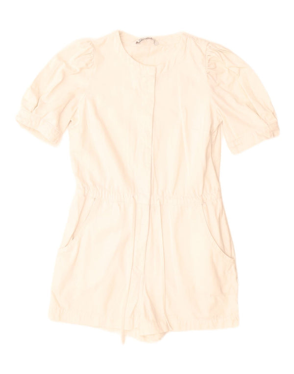 Zara Womens Playsuit UK 10 Small  White Cotton