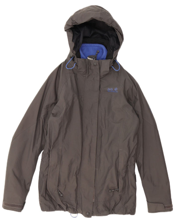 Jack Wolfskin Womens Hooded Oversized Windbreaker Jacket UK 8 Small Grey