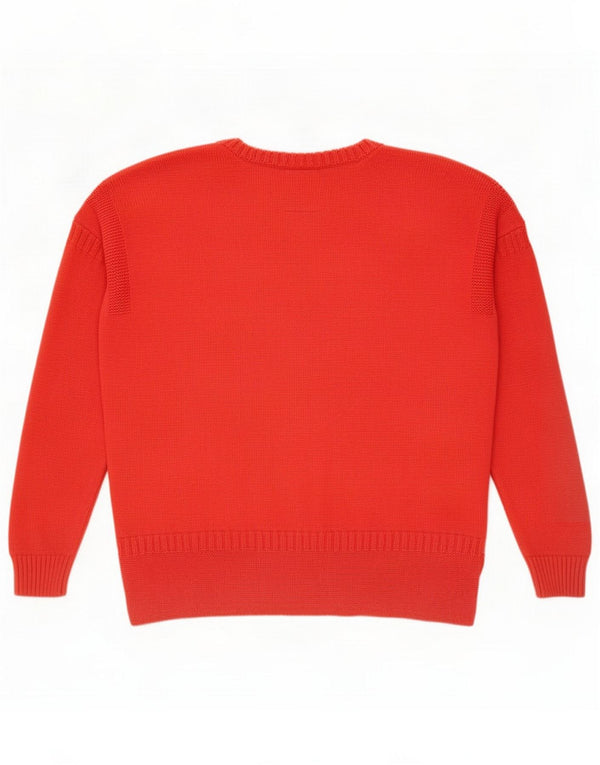 Joules Womens Crew Neck Jumper Sweater UK 12 Medium Red Cotton