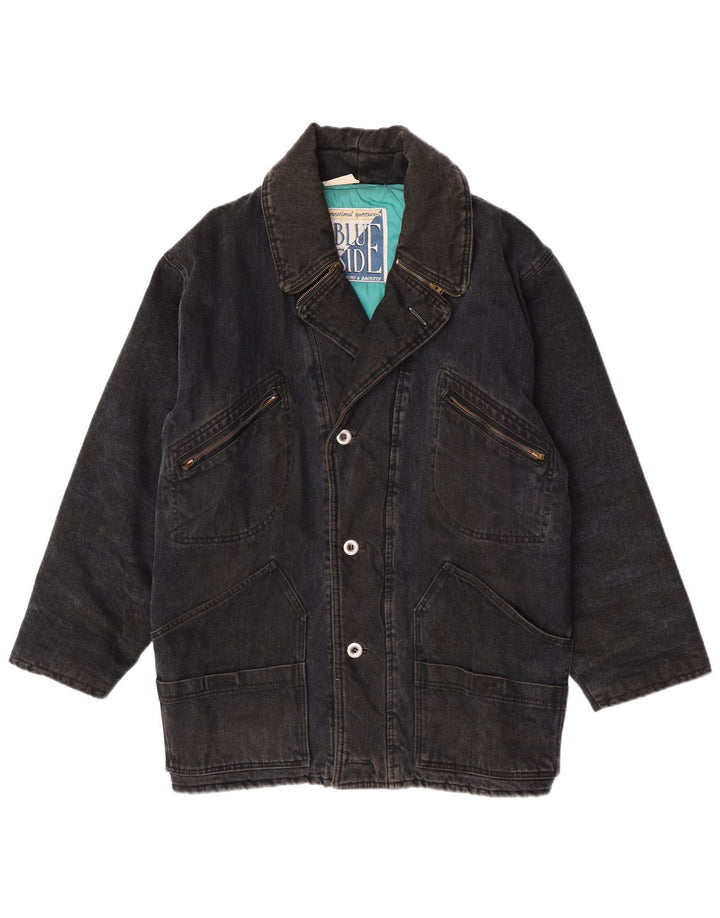 Blue Side Mens Denim Jacket UK 40 Large Black