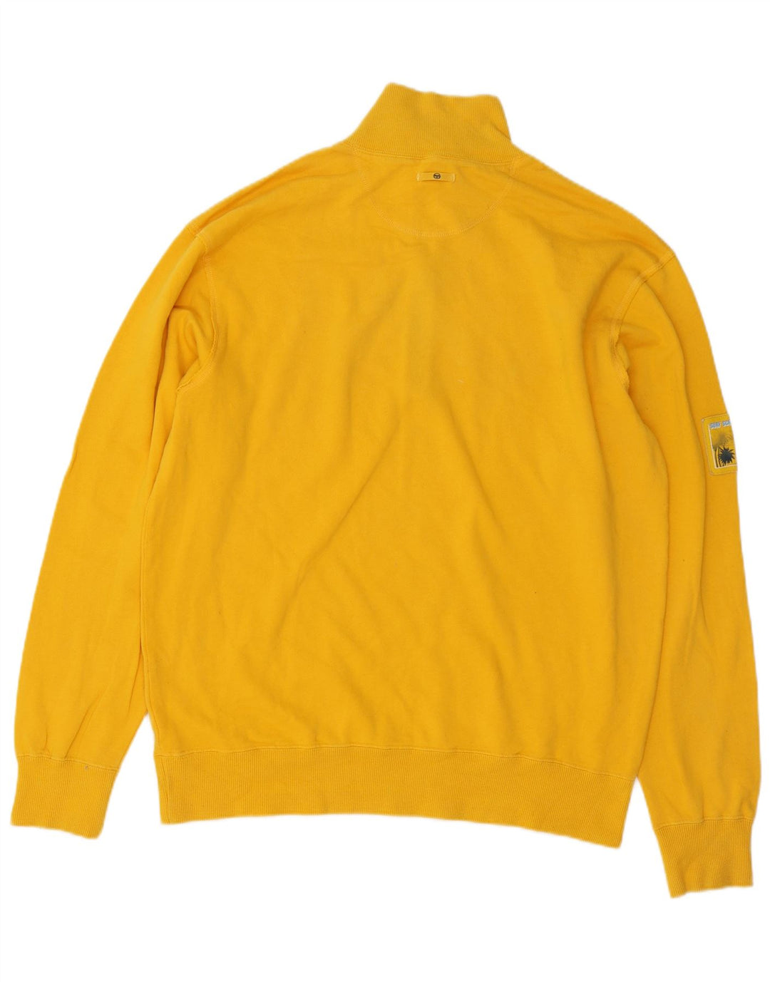 Sergio Tacchini Mens Zip Neck Jumper Sweater XL Yellow Cotton