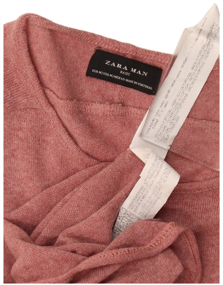 ZARA Mens Top Long Sleeve Medium Pink Cotton