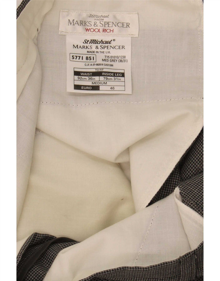 Marks & Spencer Mens St. Michael Suit Trousers W36 L31 Grey Houndstooth