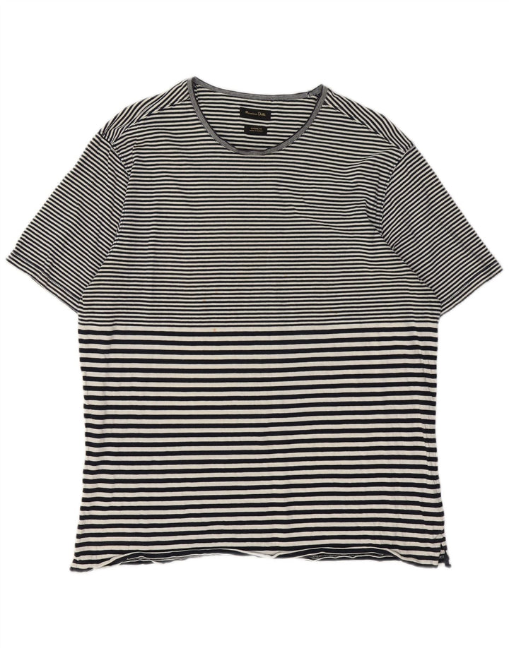 MASSIMO DUTTI Womens Casual Fit T-Shirt Top UK 20 2XL Black Striped Cotton