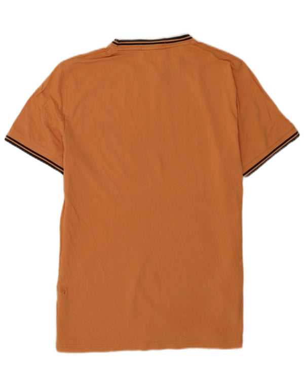 Fred Perry Mens T-Shirt Top Medium Orange Striped Cotton