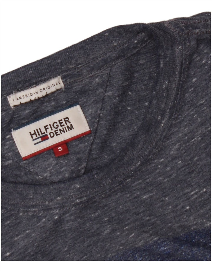 TOMMY HILFIGER Mens Graphic T-Shirt Top Small Blue Colourblock