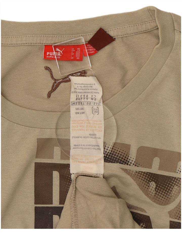 Puma Mens Graphic Top Long Sleeve 2XL Beige Cotton