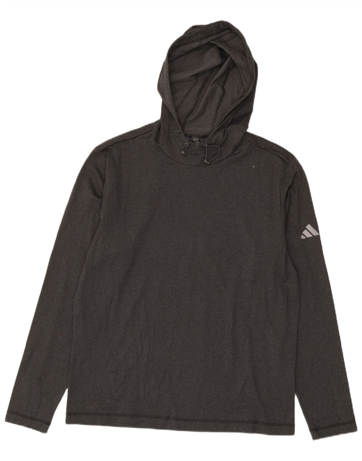 Adidas Mens Hooded Top Long Sleeve Medium Grey Polyester