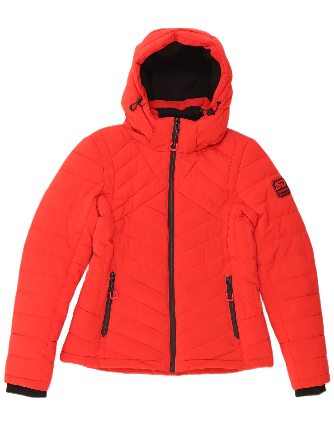 Superdry Womens Oversized Hooded Padded Jacket UK 10 Small  Red Polyester