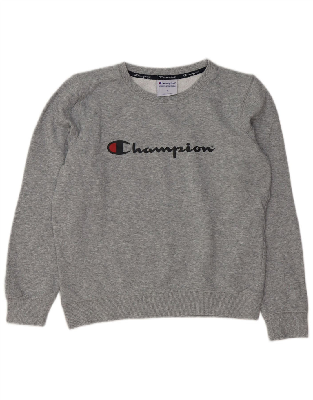 Champion Womens Graphic Sweatshirt Jumper UK 10 Small Grey Flecked