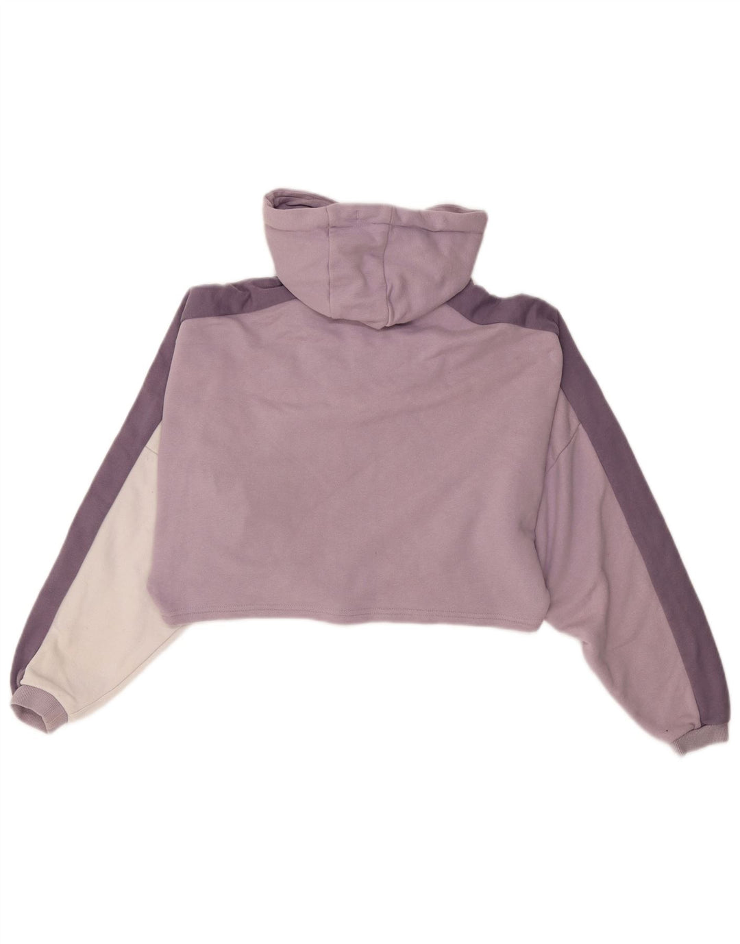 ELLESSE Womens Crop Zip Neck Hoodie Jumper UK 8 Small Purple Colourblock