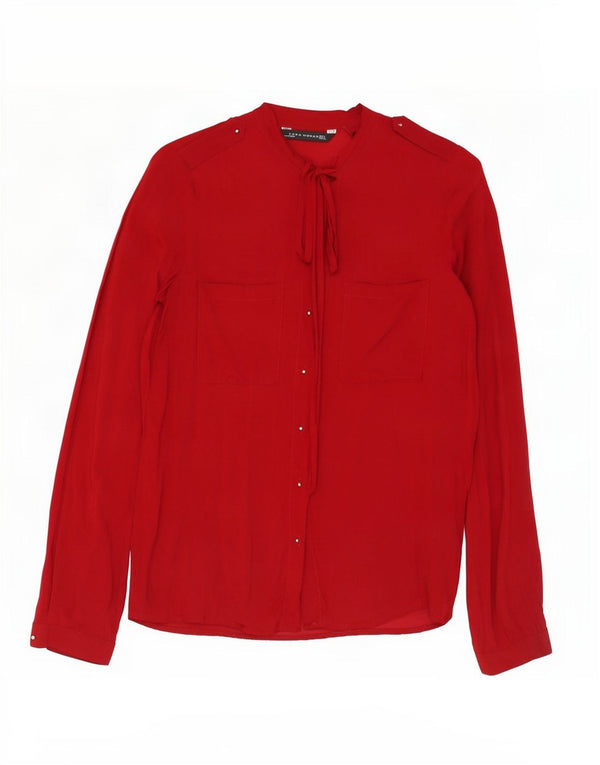 Zara Womens Military Shirt Blouse UK 10 Small Burgundy
