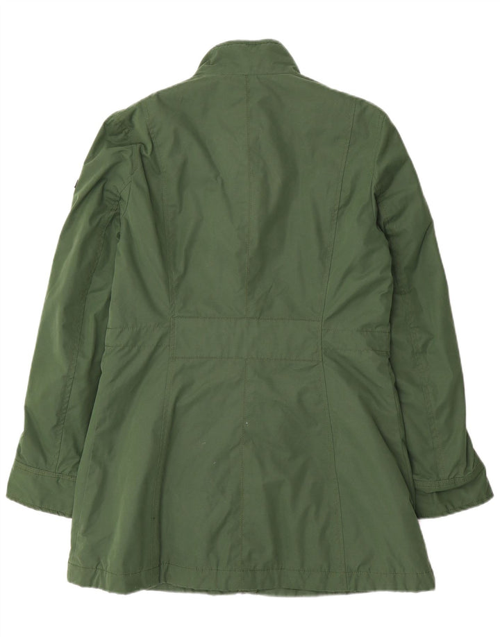 TOMMY HILFIGER Womens Overcoat UK 12 Medium Green Cotton