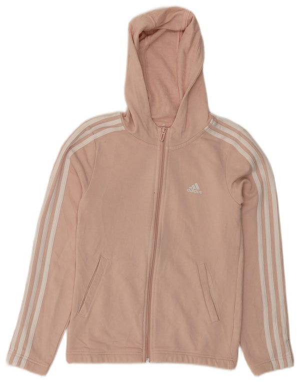 ADIDAS Girls Zip Hoodie Sweater 11-12 Years Pink