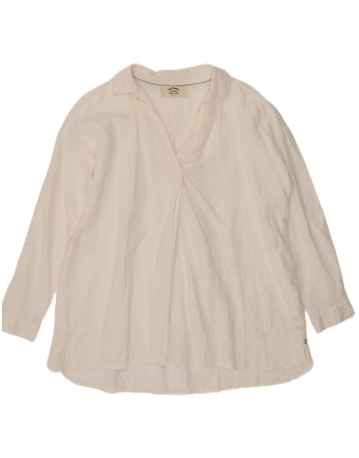 Fat Face Womens Loose Fit Pullover Shirt UK 14 Large White Linen