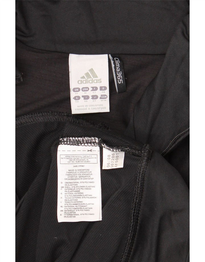 ADIDAS Womens Climalite Tracksuit Top Jacket UK 14 Large Black Polyamide