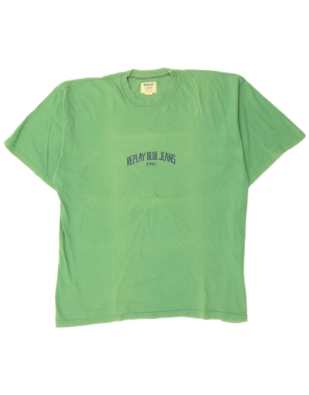 REPLAY Mens Graphic T-Shirt Top Large Green Cotton