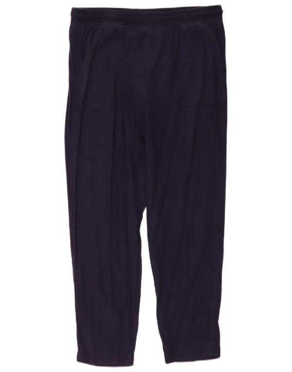 Marks & Spencer Womens Casual Trousers UK 14 Large W34 L29 Navy Blue