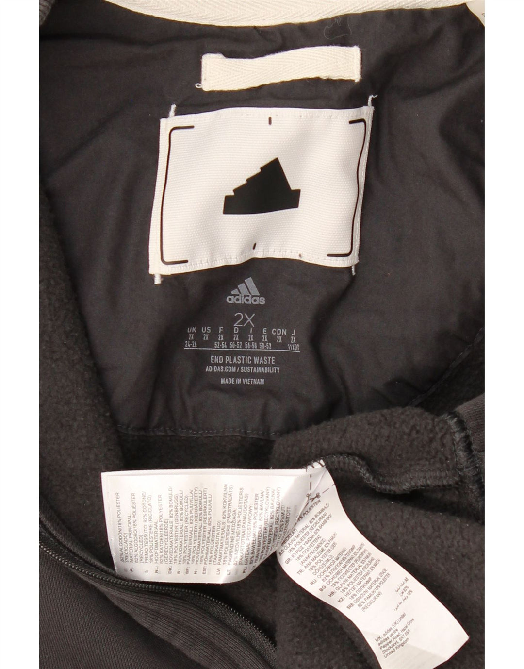 ADIDAS Womens Oversized Zip Neck Sweatshirt Jumper Dress UK 24/26 2XL Grey