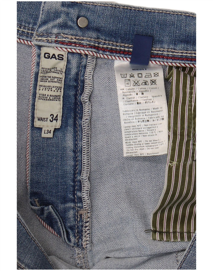 GAS Mens Norton Straight Jeans W34 L30 Blue Cotton