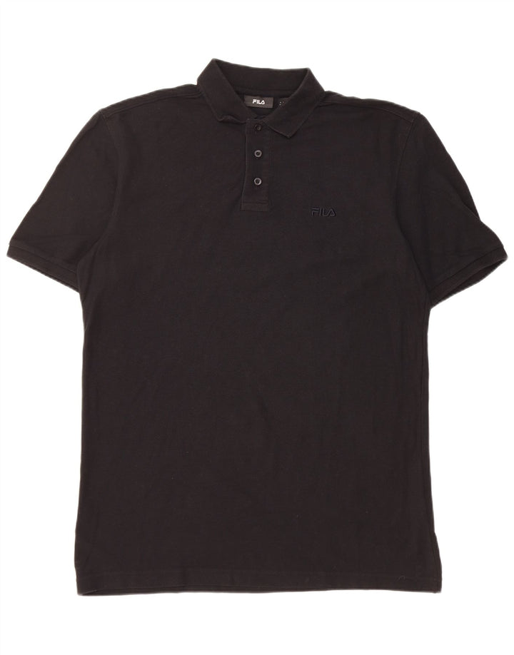 FILA Mens Polo Shirt Large Black Cotton