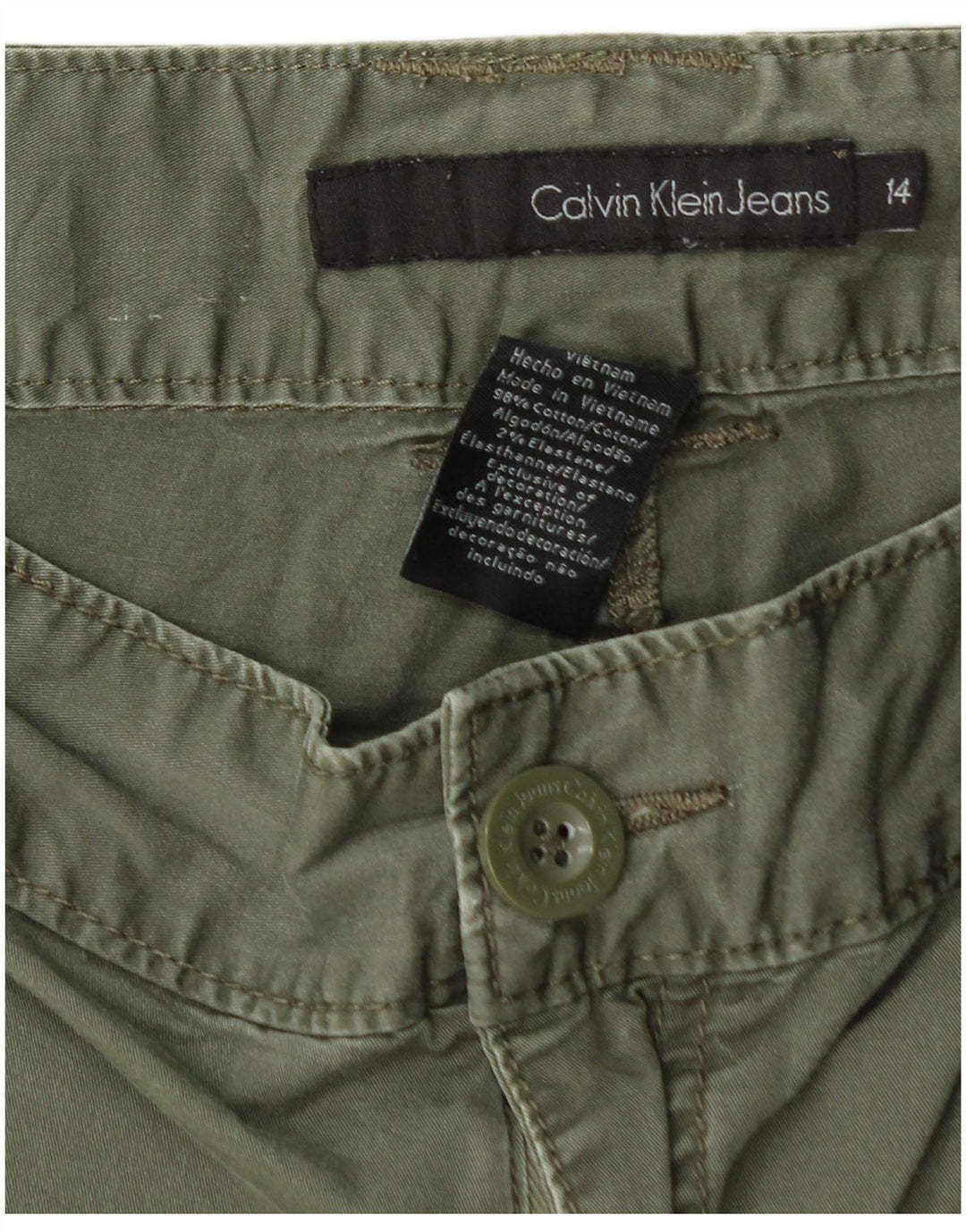 CALVIN KLEIN Womens Casual Shorts US 14 XL W34 Khaki Cotton