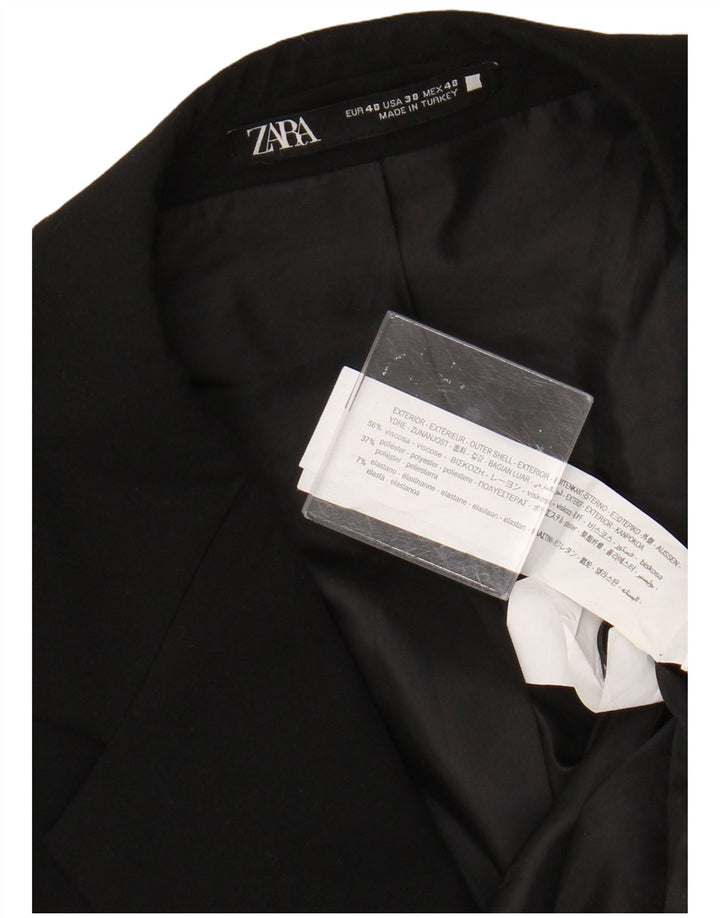 Zara Mens 2 Button Blazer Jacket EU 48 Medium Black Viscose
