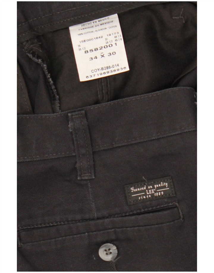 LEE Mens Straight Chino Trousers W34 L30 Black Cotton