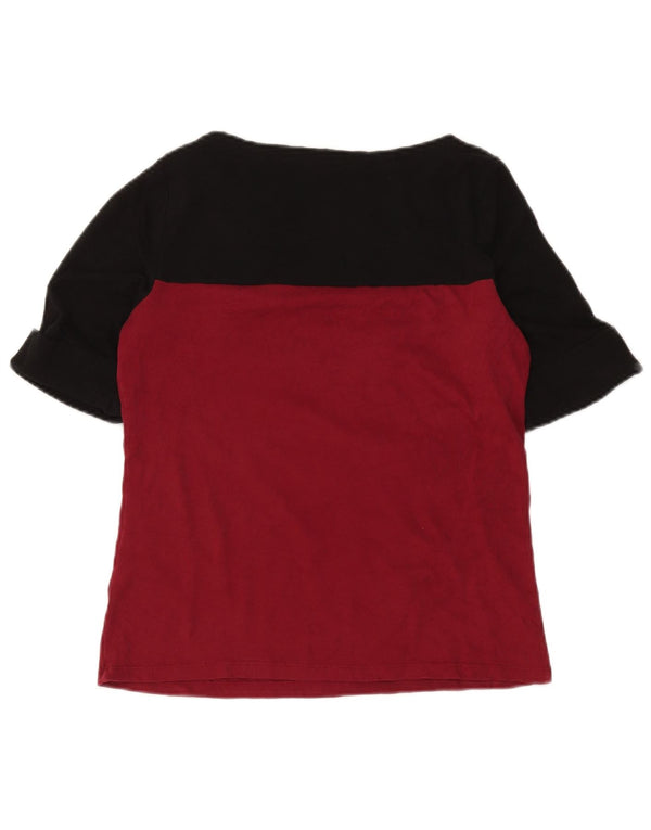 Ralph Lauren Womens T-Shirt Top UK 18 XL Burgundy Colourblock Cotton