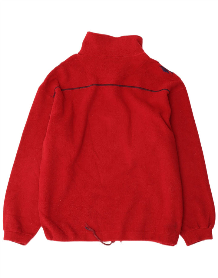 DUBIN Mens Loose Fit Graphic Zip Neck Fleece Jumper Large Red Polyester